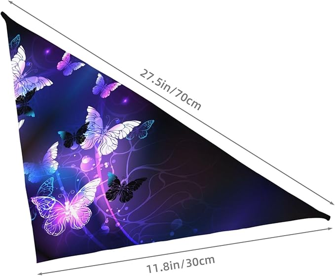 Glowing Night Butterflies Dog Bandana Scarf Triangle Bibs Pet Accessories Cat Kerchief White25 One Size
