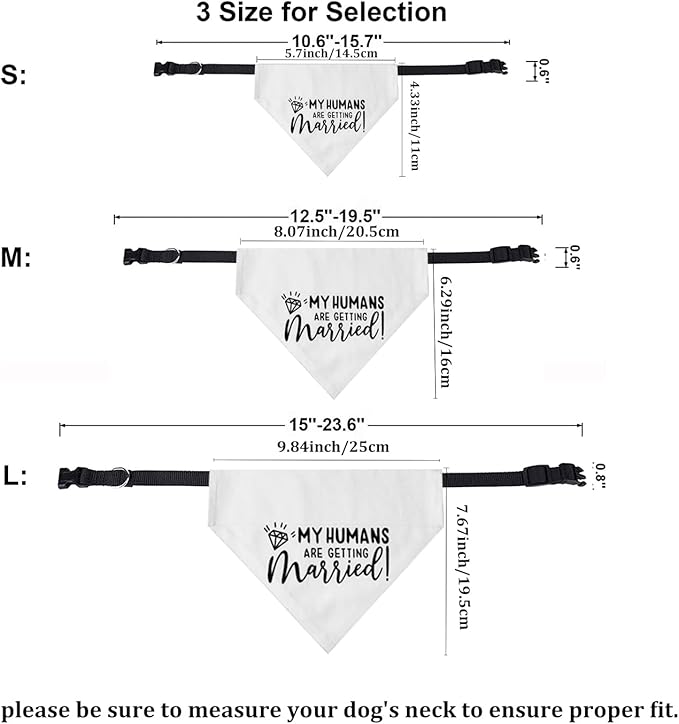 My Humans are Getting Married Dog Wedding Bandana Collar, Adjustable Engagement Pet Bandana with Quick Release Buckle & D-Ring for Dogs & Cats