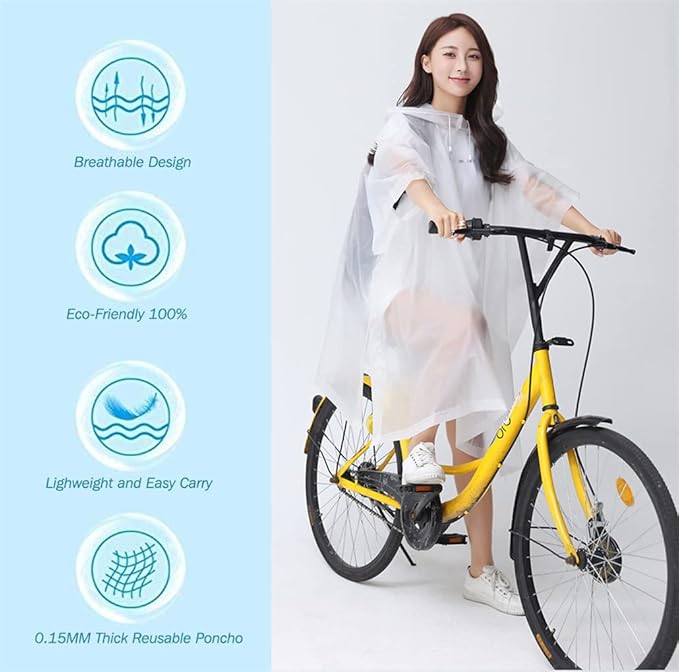 Rain Poncho Raincoats for Adults Reusable - 2-5 Pack EVA Waterproof Rain Coat with Hood, Rain Gear for Women Men