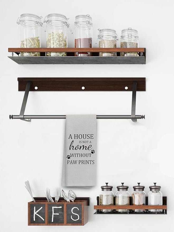 TNUW Dog Themed Kitchen Towels 16″×24″,A House is Not A Home Without Paw Prints Soft and Absorbent Kitchen Tea Towel Dish Towels Hand Towels,Gifts for Women Girls Dog Lovers (Color-1) (Gray)