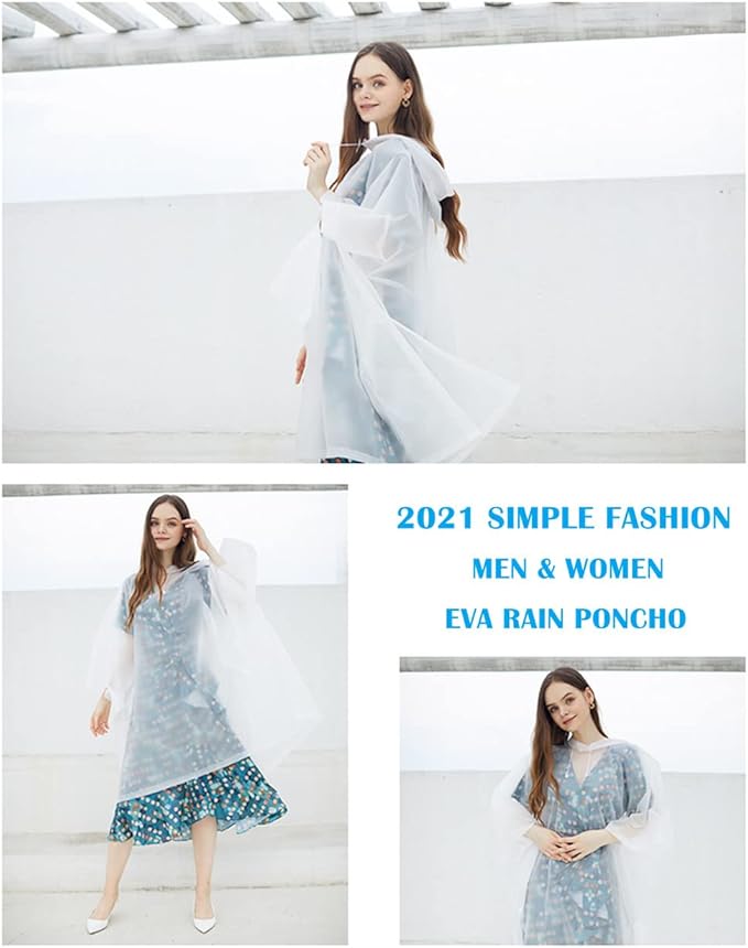 Rain Poncho Raincoats for Adults Reusable - 2-5 Pack EVA Waterproof Rain Coat with Hood, Rain Gear for Women Men