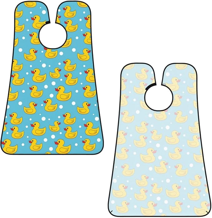 Beard Hair Catcher for Men, Waterproof Shaving Bib Apron Non-Stick, Trimming Tool for Dad Husband, Yellow Rubber Duck Print Shave Bib