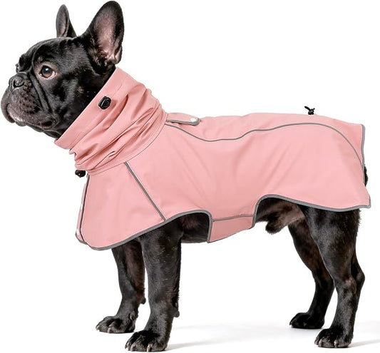 Reflective Dog Raincoat, Windproof & Waterproof Dog Rain Jacket, Adjustable Hooded Pet Poncho with Leash Hole for Small, Medium, Large Dogs(S-2XL) (Pink, Medium)