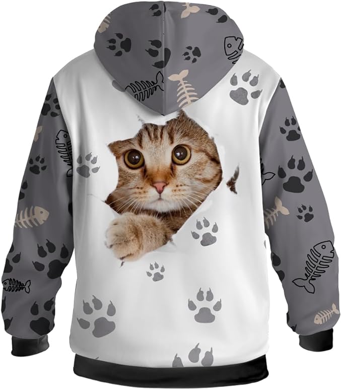 Cat Jacket for Men Women Paw Coat Hoodied Sweatshirts Zip Up Hoodies