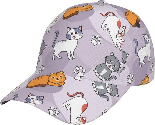Cute Funny Cat Baseball Cap for Women Men Adjustable Animal Cat Snapback Baseball Hats