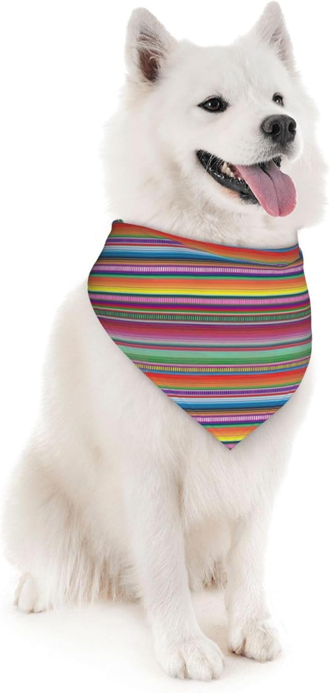 Mexican Serape Color Stripe Dog Bandana Scarf Triangle Bibs Pet Accessories Cat Kerchief