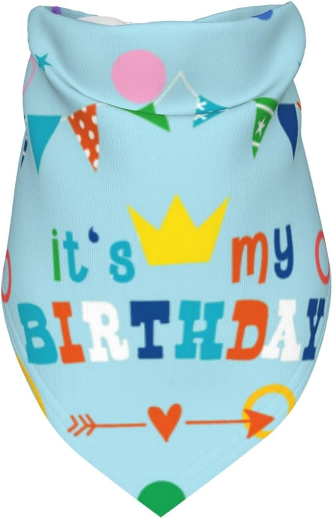 It's My Birthday Blue Dog Bandana Scarf Triangle Bibs Pet Accessories Cat Kerchief