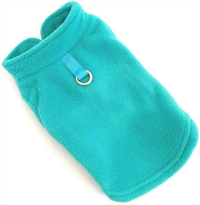 JACKO & CO - Fleece Vest Dog Sweater with Leash Ring - Soft, Warm & Lightweight Pullover Coat for Small & Medium Dogs, Puppies & Cats - Cozy Fall/Winter/Spring Pet Jacket (Turquoise, X-Large 17-25lbs)