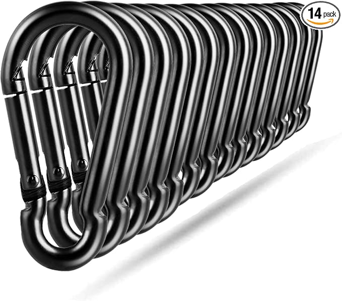 14 PCS Carabiner Clip Spring Snap Hooks - M8 3.15 Inch Heavy Duty Snap Hook Quick Link for Swing Hammock Camping Fishing Hiking, 500 lbs Capacity