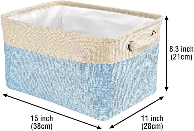 Dog Toys Basket My Dog Stuff Collapsible Storage Bin Grey Brow Pink Purple Blue Rectangular Pet Storage Organizer Box with Handles Medium