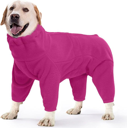 ROZKITCH Great Dane Sweater, Pet Windproof Warm Cold Weather Jacket Vest Cozy Jumpsuit Apparel Outfit Clothes for Large Giant Dog Walking Hiking Sleep Pink 4XL