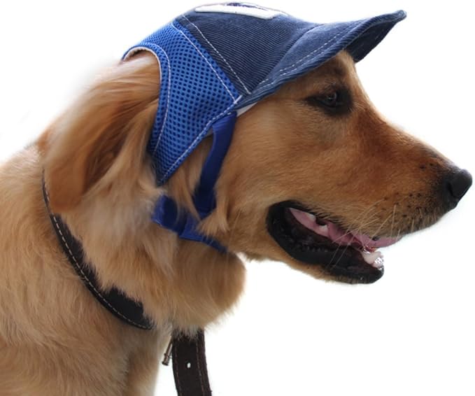Pet Dog Baseball Cap Sport Cap Hat - Outdoor Hat Sun Protection Summer Cap for Small Medium Large Dog (Medium Cap, Blue)