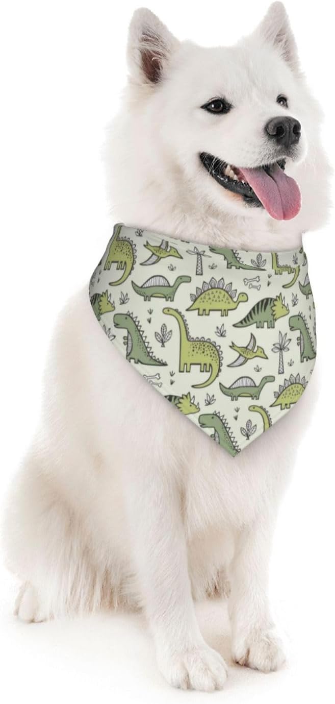 Miniature Dinosaurs Green Bones Dog Bandana Scarf Triangle Bibs Pet Accessories Cat Kerchief