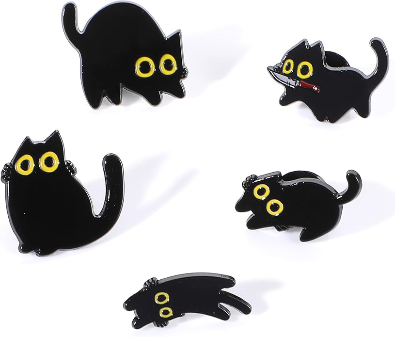 7 Pcs Enamel Pin Funny Reading Animal Brooch Alloy Cute Cartoon Lapel Pins Cat Clip Decoration Badges for Backpacks Clothes Jackets Bags Hat