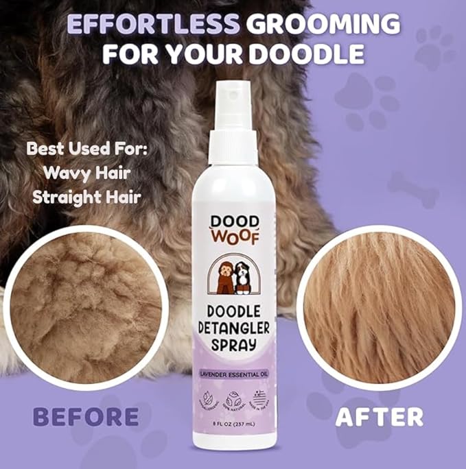 Dog Detangler Spray Dematting for Doodle - Natural Dog Leave in Conditioner Spray for Grooming and Mat Removal, Detangler Spray for Dogs Matted Hair, Puppy Poodle Detangler & Grooming