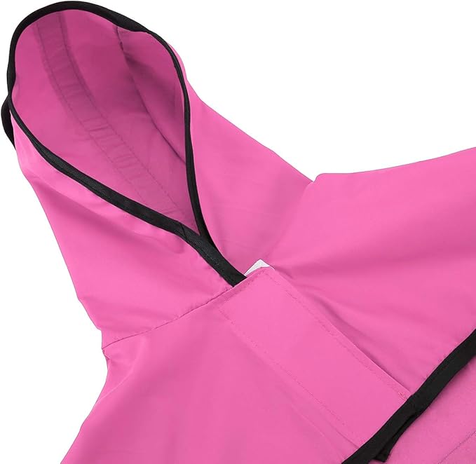 HDE Dog Raincoat Jacket Reflective Adjustable Hooded Pet Poncho Rain Coat with Leash Hole for Small to X-Large Dogs Pink - M