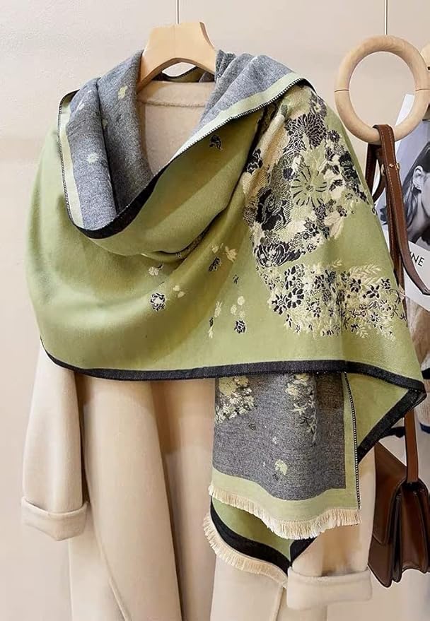 Jeelow Womens Pashmina Shawl Wrap Scarf - Elegant Dressy Evening Poncho Cape for Formal and Wedding Outfits