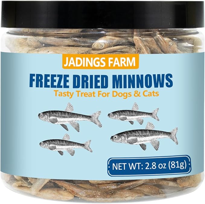 Freeze Dried Minnows, 100% Natural Premium Cat Dog Treat, Freeze Dried Minnows Pet Treats, for Dogs Cats (2.8 OZ)