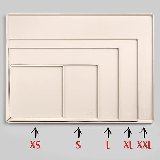 DogBuddy Dog Food Mat – Waterproof Dog Bowl Mat for Food and Water, Silicone Pet Feeding Mats for Floors, Non-Slip Placemat with High Edges for Dogs Bowls, Puppy Essentials (XL: 28" x 18", Vanilla)