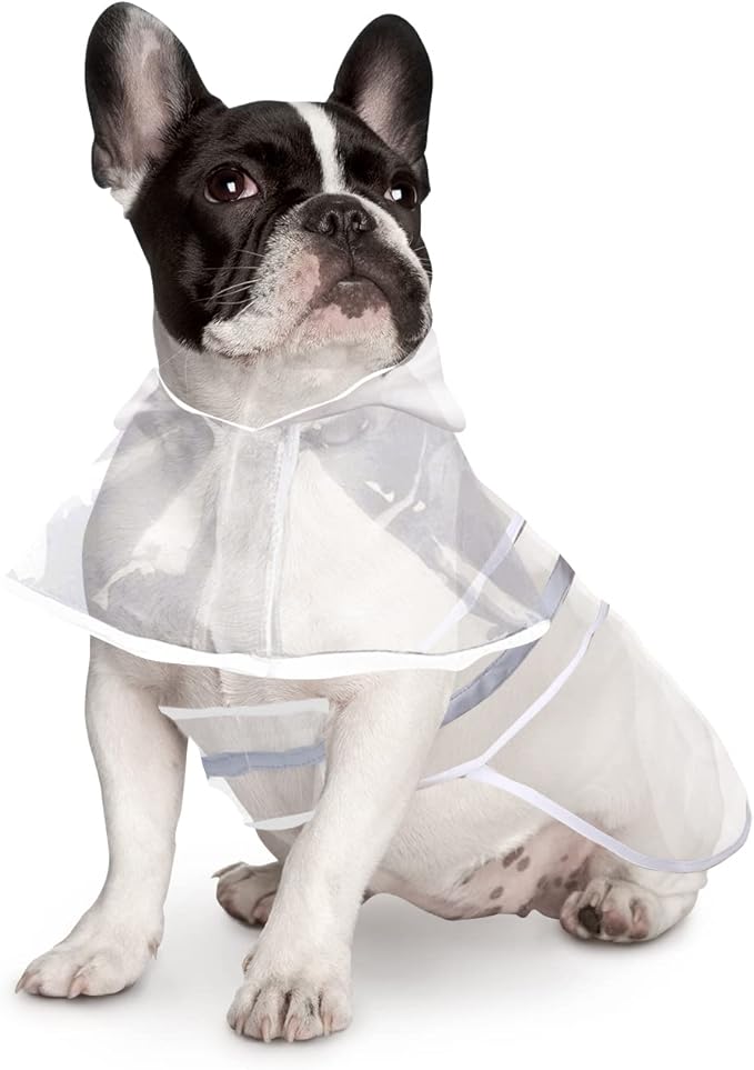 HDE Dog Raincoat Jacket Reflective Adjustable Hooded Pet Poncho Rain Coat with Leash Hole for Small to X-Large Dogs Clear - M