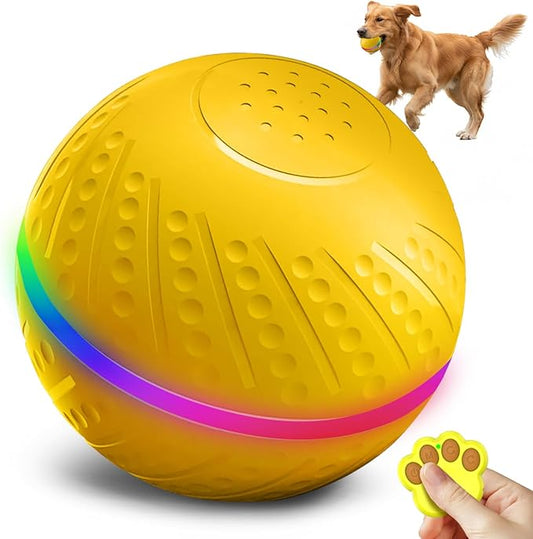 Interactive Dog Toys Ball, 2025 Upgraded 360° Anti-chew Safe Material Remote Control Dog Toy, Durable Motion Activated Automatic Rolling Dogs Balls for Medium/Large Dogs, USB Rechargeable