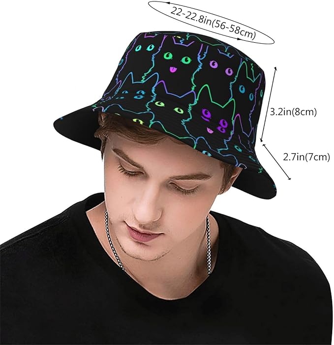 Psychedelic Bucket Hat Fisherman Cap for Women Men, Trippy Art Casual Travel Beach Sun Hats for Summer