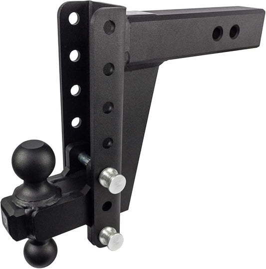 BulletProof Hitches - 2.5" Adjustable Heavy Duty Trailer Hitch (22,000 lb. Rating) - 8" Drop/Rise Trailer Hitch with 2" & 2-5/16" Dual Ball - Powder Coat, Solid Steel, Corrosion-Resistant