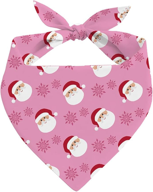 Christmas Dog Bandanas, Dog Bandanas, Santa Decor Dogs Bandana, Pink Christmas Bandana for Small Medium Dogs, Pet Triangle Scarf