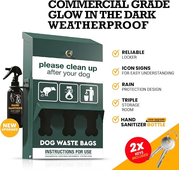 ALAGPRO® Pet Waste Station Bag Dispenser Outdoor Dog Waste Station with Hand Sanitizer Bottle, Dog Poop Station with Free 600 Roll Waste Bags for Backyard, Park & HOA's