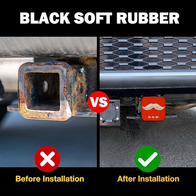 Tow Hitch Covers Christmas Santa, Funny Christmas Santa Mustache Laugh Auto 2 Inch Trailer Hitch Cover Plug Cap Insert Receiver Tube Hitch Covers for Most Cars Trucks SUVs