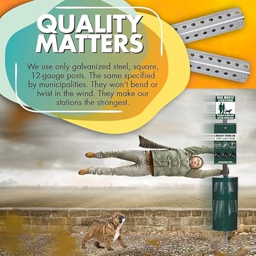 ZERO WASTE USA - Rust Proof Aluminum Dog Waste Station for Roll Bags - Free 400 Waste Bags & 25 can Liners - Over 500k Sold in USA (Desert Landscape | Matte Black)