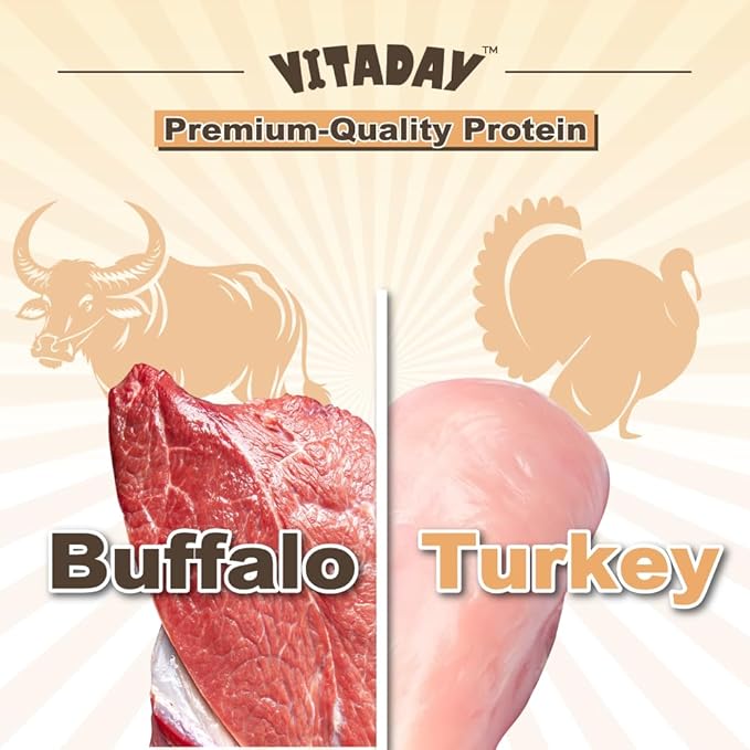 Buffalo Dog Treats W Shaped 8oz, Natural Low-Fat Chews for Training & Rewards, Limited Ingredient, Dogs & Puppies