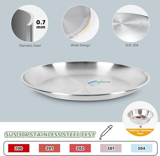 6-Pack Stainless Steel Cat Food Bowls – Shallow Whisker-Friendly Non-Slip Silicone Base,Easy to Clean Indoor Feeding Dishes(6.7")