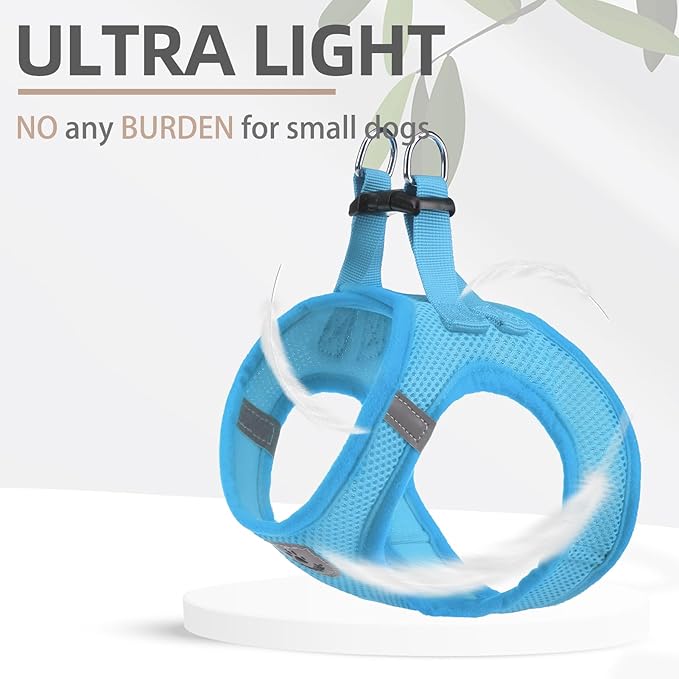 PUPTECK Adjustable Dog Harness Collar and Leash Set Step in No Pull Pet Harness for Small Medium Dogs Puppy and Cats Outdoor Walking Running, Soft Mesh Padded Reflective Vest Harnesses