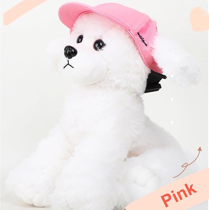 Dog Baseball Caps Hats with Neck Strap Adjustable Ear Holes for Small Dogs in Outdoor Sun Protection, Pet Casual Cap Visor Sunbonnet with Ear Holes, Summer Travel Sport Hat Outfit