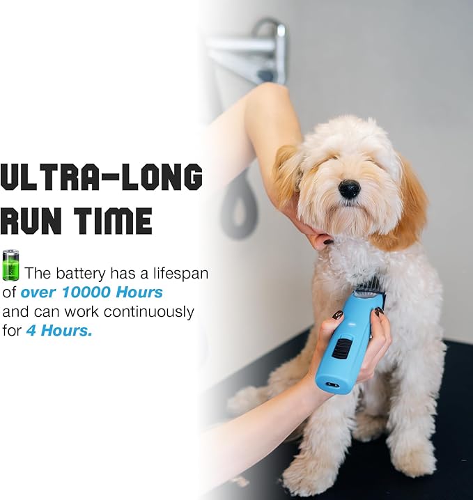 Professional Dog Clippers for Grooming - 2 Speed Pet Grooming Kit for Thick Curly Matted Coats - Low Noise Heavy Duty Cordless Hair Trimmer with Detachable Metal Blade for Animal/Pet/Horse