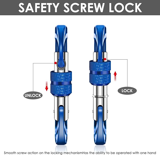 Gabbro Carabiner Clips Heavy Duty, | Wiregate Snap, Screw Locking, Aluminum, Lightweight Caribeener | for Hammock, Hiking, Camping, Water Bottle, Dog Leash Harness, Keychains