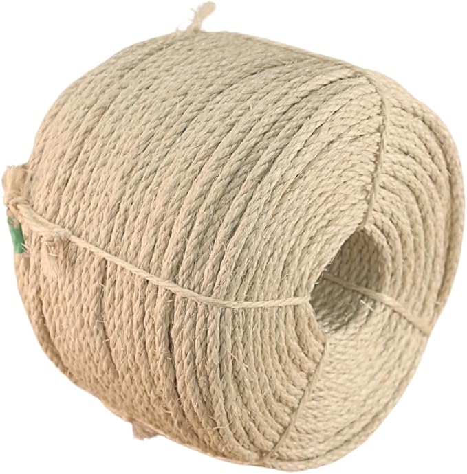 Premium Brazilian Sisal Rope, Natural Fiber 100% Sisal, Ultra Durable, Chemical-Free, Ideal for DIY, Cats, Scratching Post Replacement, Home Decor, Garden, Crafting (1/4” 600 ft / 6mm 180m)
