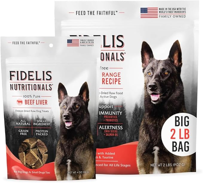 FIDELIS Freeze Dried Raw Dog Food with Superfoods for All Dog Breeds (32 oz) - Raw Beef Liver, Single Ingredient, Grain-Free, Gluten-Free (4 oz)