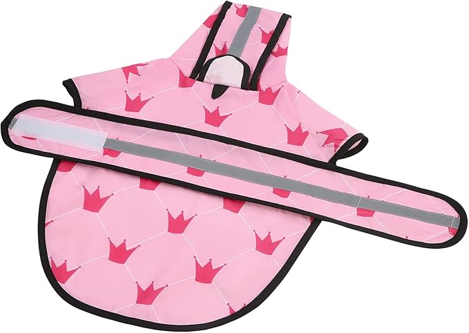 HDE Dog Raincoat Jacket Reflective Adjustable Hooded Pet Poncho Rain Coat with Leash Hole for Small to X-Large Dogs Princess - M
