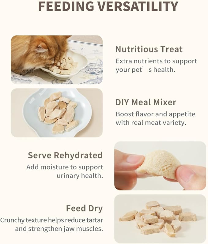 Freeze-Dried Rabbit Tenderloin Treat for Small Dog & Cat, Health Natural Single Ingredient Cats Dogs Dry Food, Whole Cut Raw Treats for Sensitive Stomachs Care (2.5 oz)