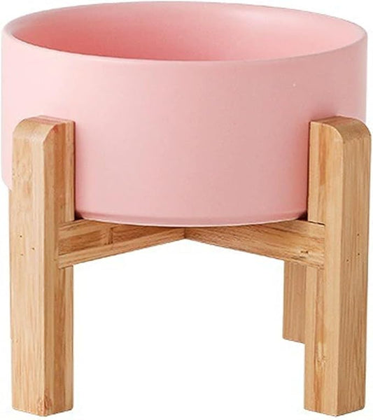 Petygooing Pink Elevated/Raised Ceramic Dog Bowl for Medium and Large Breeds, Dog Food Water Dish with Stand,Pet Feeding Bowl with Anti Slip Rubber Large Dogs(1800ml 7.6 Cups)
