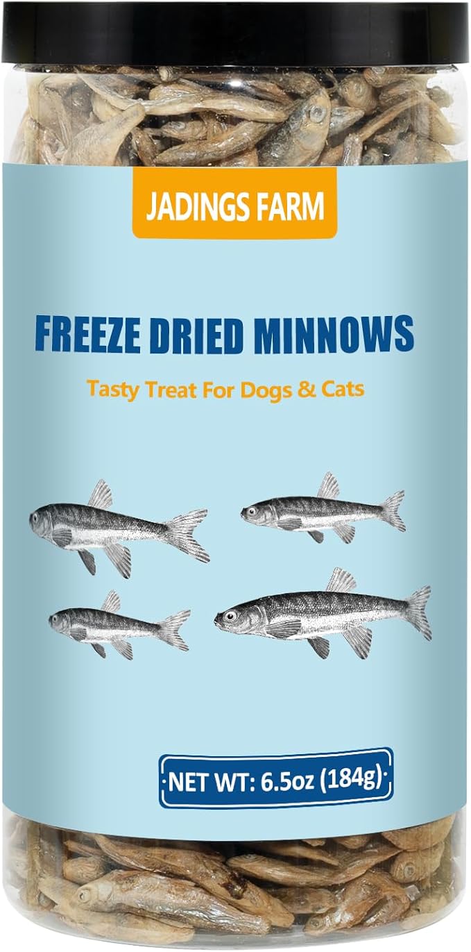Minnows - 6.5 oz Freeze Dried Minnows for Cat & Dogs, 100% Natural Premium Cat & Dog Treat， (6.5 OZ)