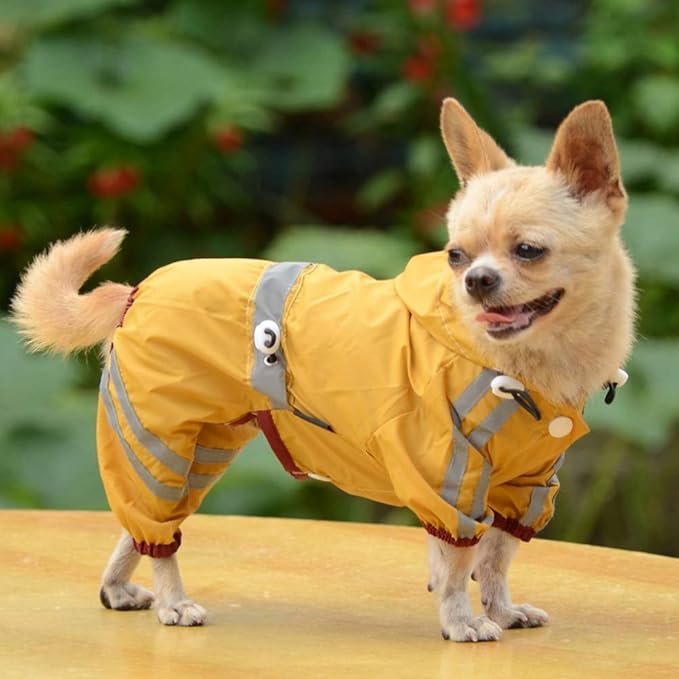 PVC Dog Raincoat Single- Layer Puppy Rain Coat Waterproof Breathable Pet Cat Small Dog Rainwear (Yellow,) Cute Dog Apparel Accessories