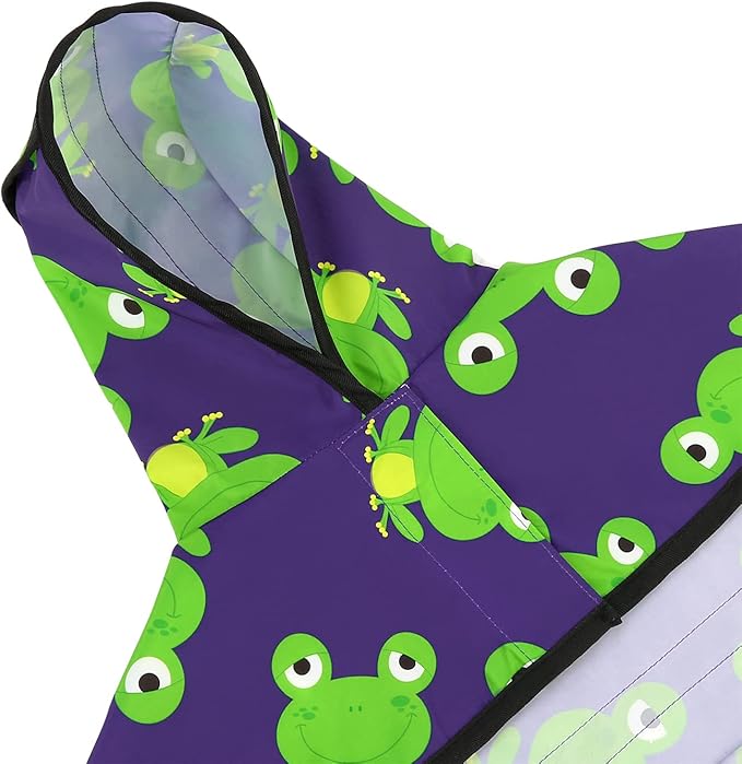 HDE Dog Raincoat Jacket Reflective Adjustable Hooded Pet Poncho Rain Coat with Leash Hole for Small to X-Large Dogs Frogs - M