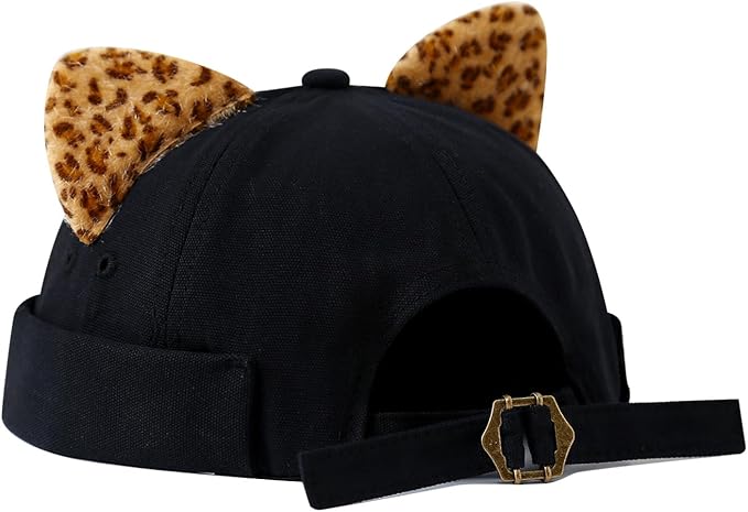 Malaxlx Cat Ear Docker Cap for Women Men – Brimless Cotton Sailor Beanie Skull Cap