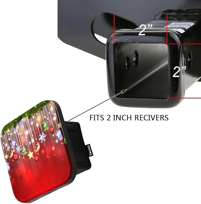 Swono Christmas Hitch Tube Cover Sparkling Stars Snowflakes Christmas Red Trailer Hitch Cover Tube Plug Insert Car Accessories Truck Hitch Covers Fits 2" Receivers