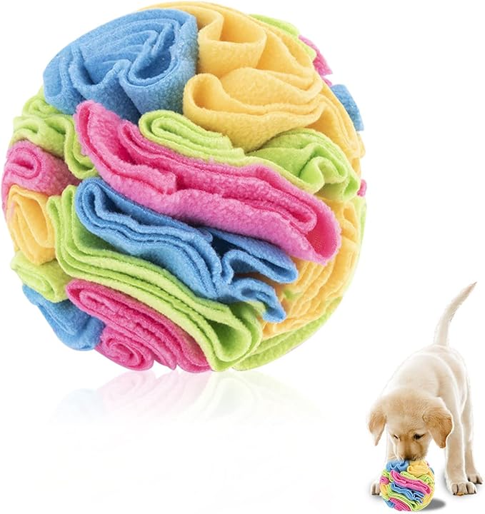 WishLotus Plush Snuffle Ball, Interactive Dog Brain Stimulating Puzzle Toys for Dogs Enrichment Game Feeding Mat Slow Feeder Stress Relief Toy (Candy)