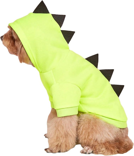 QWINEE Dinosaur Dog Hoodie Dog Warm Jacket Christmas Halloween Dog Costume Dog Clothes for Puppy Kitten Small Medium Dogs Cats Green L