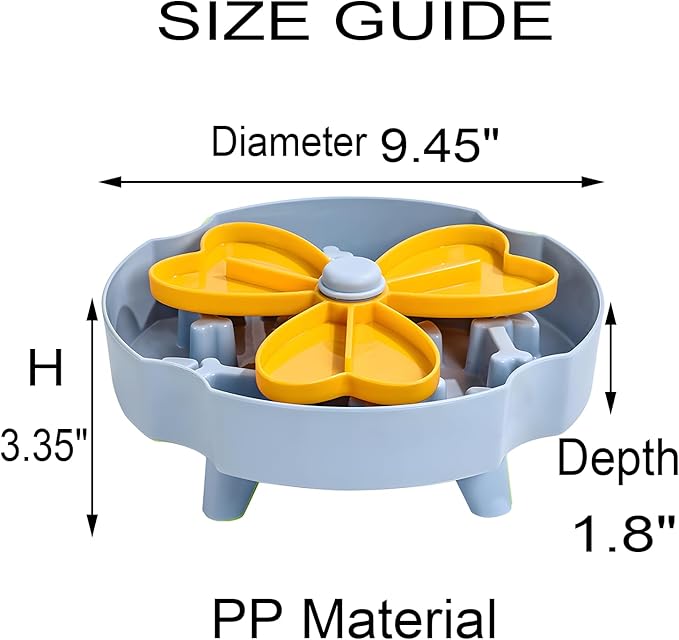 Elevated Slow Feeder Bowl for Cats and Dogs - Raised Puzzle Food Dish with Non-Slip Stand, Anti-Choke Maze Design for Fast Eaters, Indoor Pets - Improves Digestion for Kittens, Puppies (Blue)